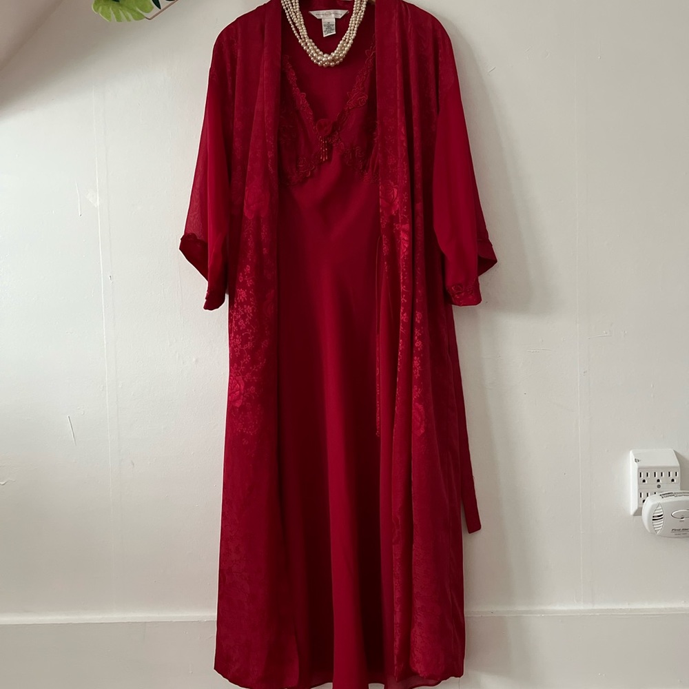 😍VTG 1994 Set NYC Bloomingdale’s robe M ROSES Set - Picture 9 of 12